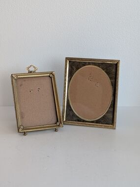 Gold Brass Ornate Mini Photo Frame Table Top Set Of 2